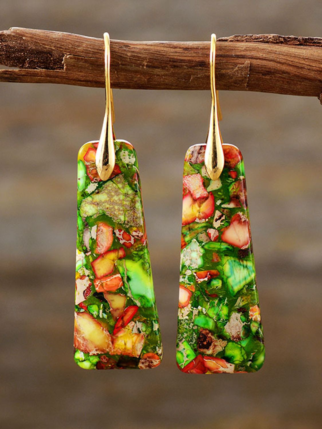 Trapezoid Stone Drop Earrings