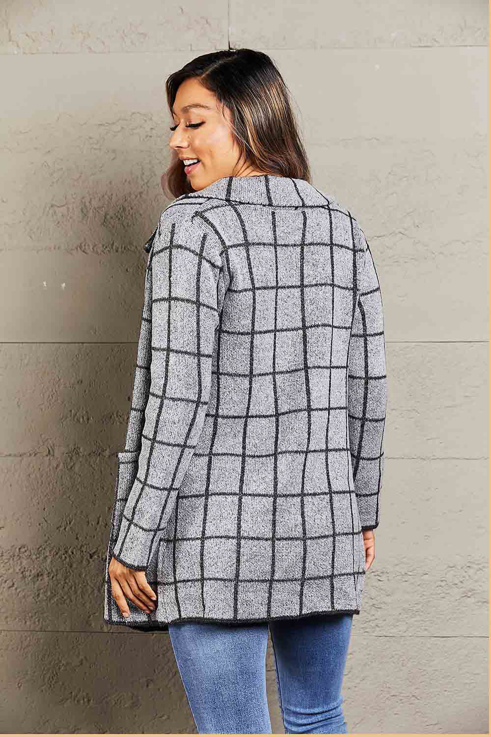 Double Take Plaid Jacket with Pockets