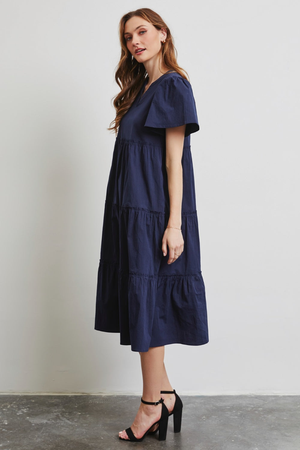 HEYSON Cotton Poplin Tiered Midi Dress