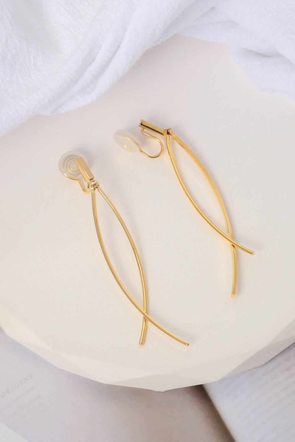 18k Gold Plated Clip-On Drop Earrings