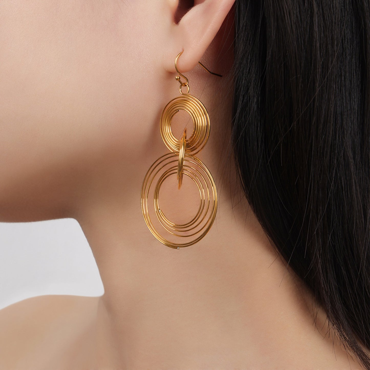 Gold-Plated Tiered Hoop Earrings