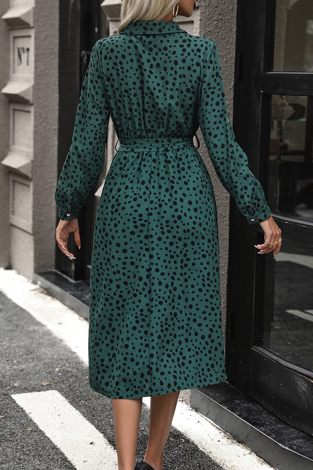 Button-Down Polka Dot Midi Dress