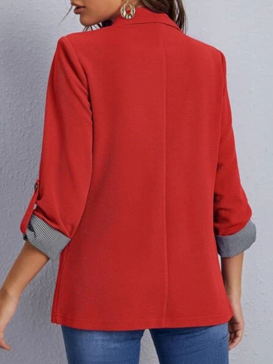 Roll-Tab Blazer with Pockets