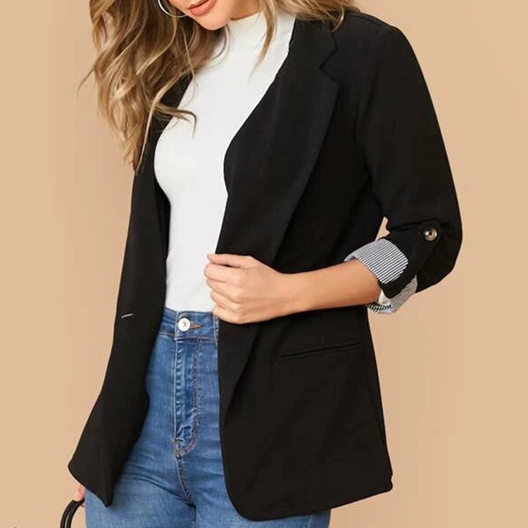 Roll-Tab Blazer with Pockets
