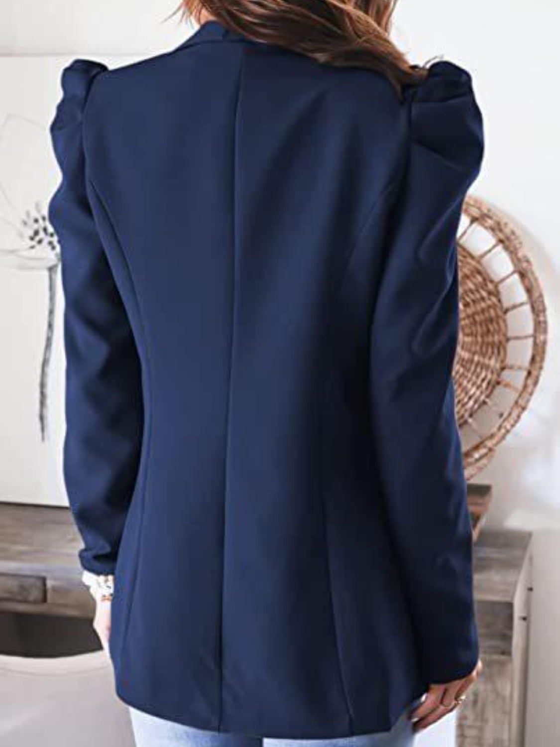 Puff-Sleeved Cotton-Blend Blazer