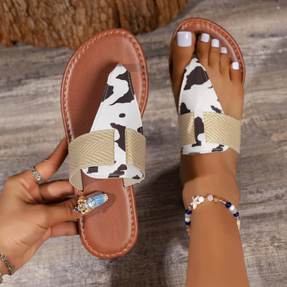 Animal Print Thong Sandals
