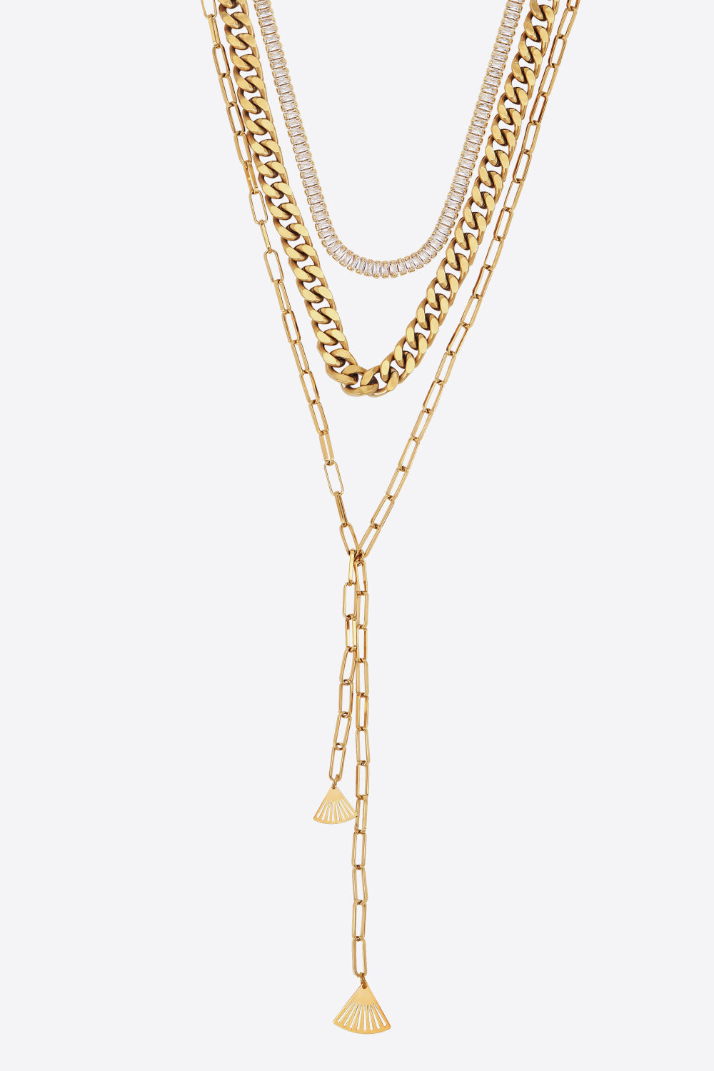 Layered 18k Gold-Plated Fan Necklace