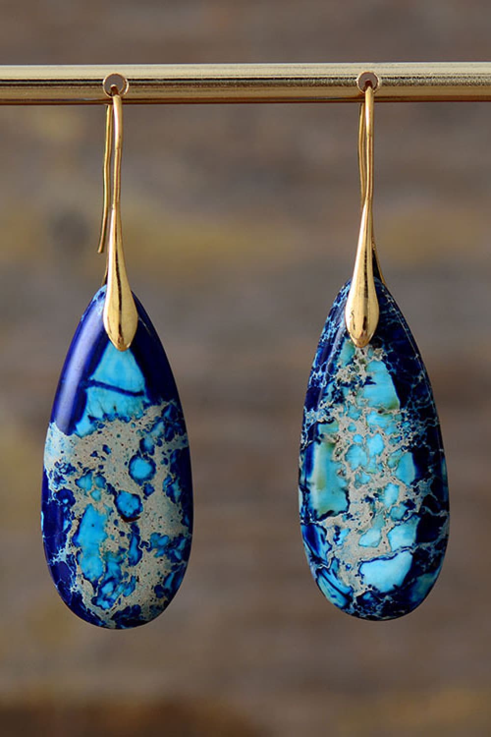 Handmade Teardrop Stone Dangle Earrings