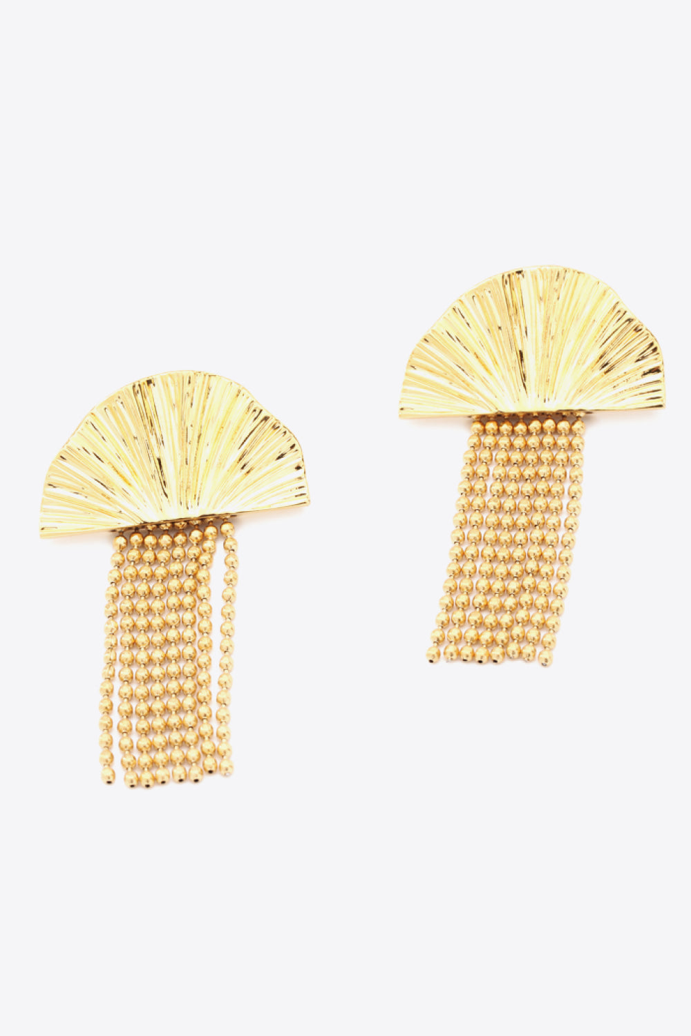 18k Gold Plated Fan Fringe Dangle Earrings