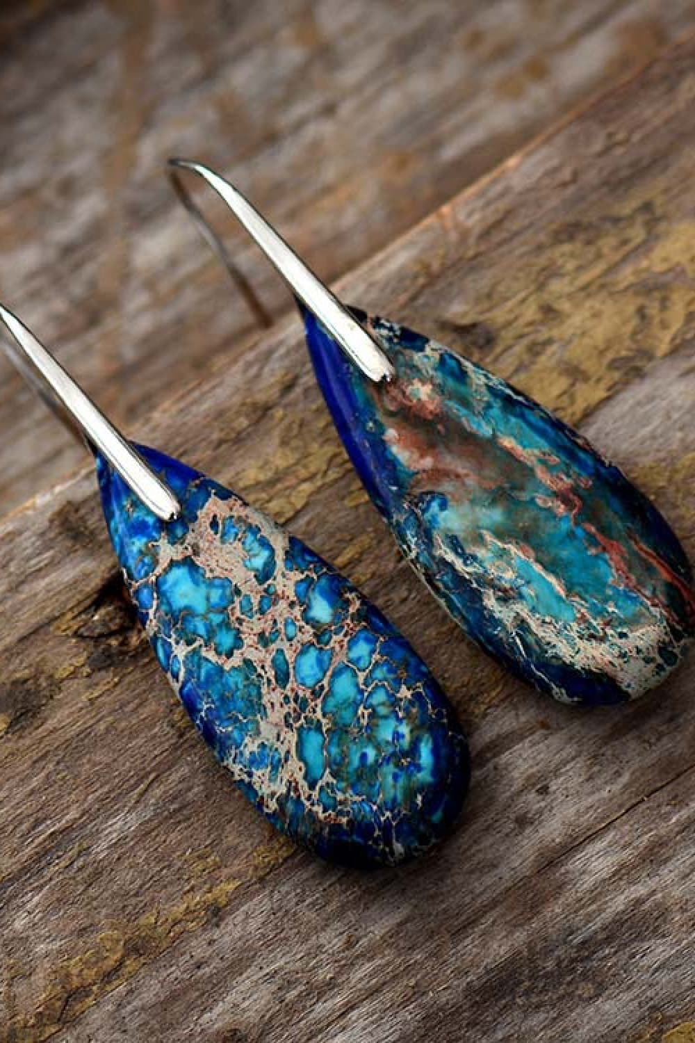 Handmade Teardrop Stone Dangle Earrings