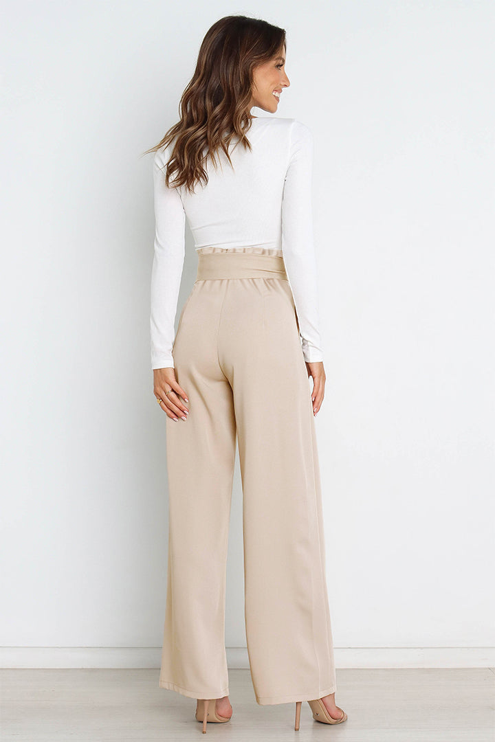 Paperbag-Waist Wide Leg Pants