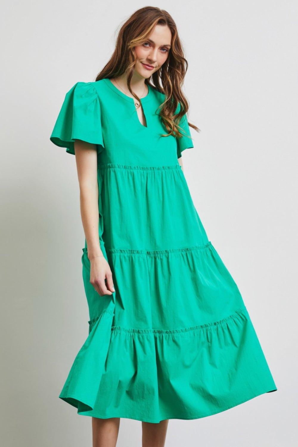 HEYSON Cotton Poplin Tiered Midi Dress