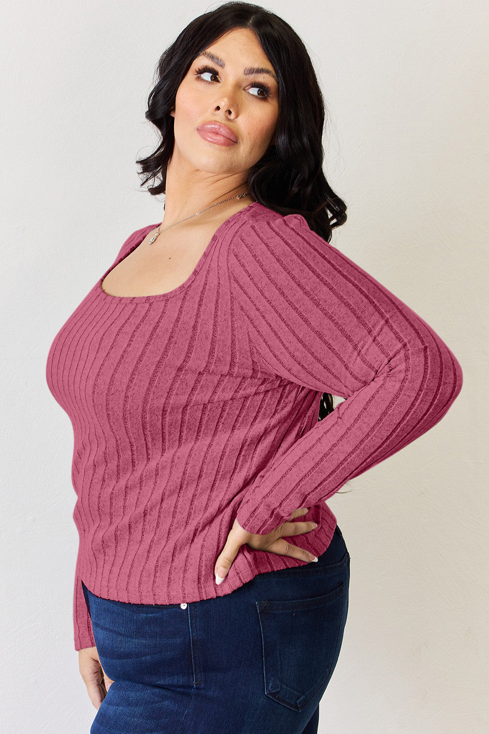 Basic Bae Long-Sleeved Ribbed Shirt