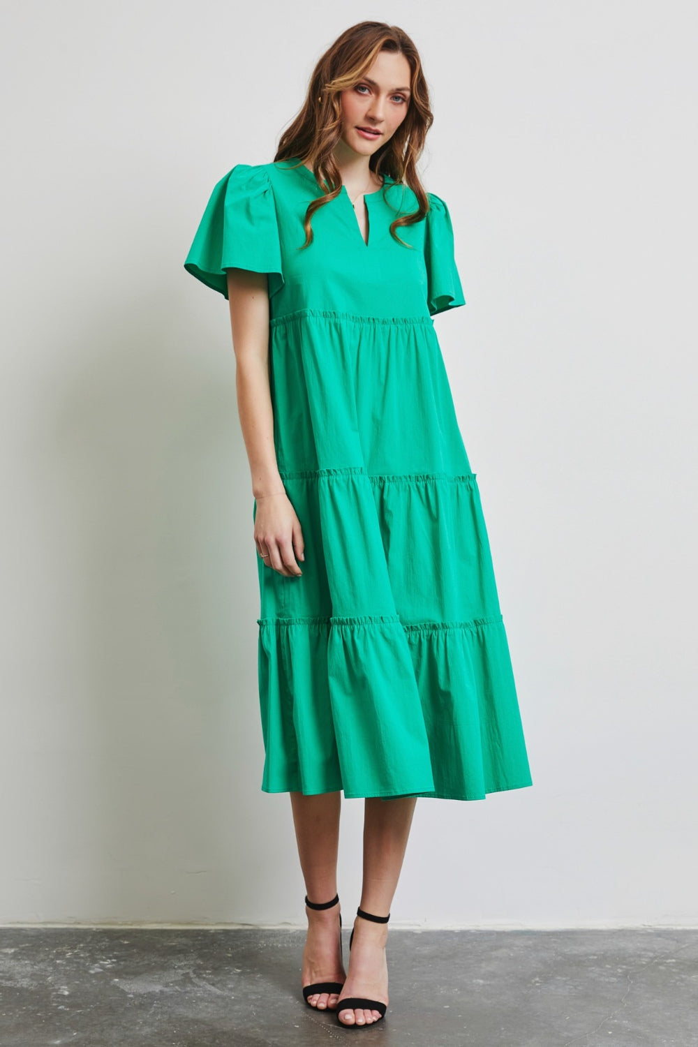 HEYSON Cotton Poplin Tiered Midi Dress