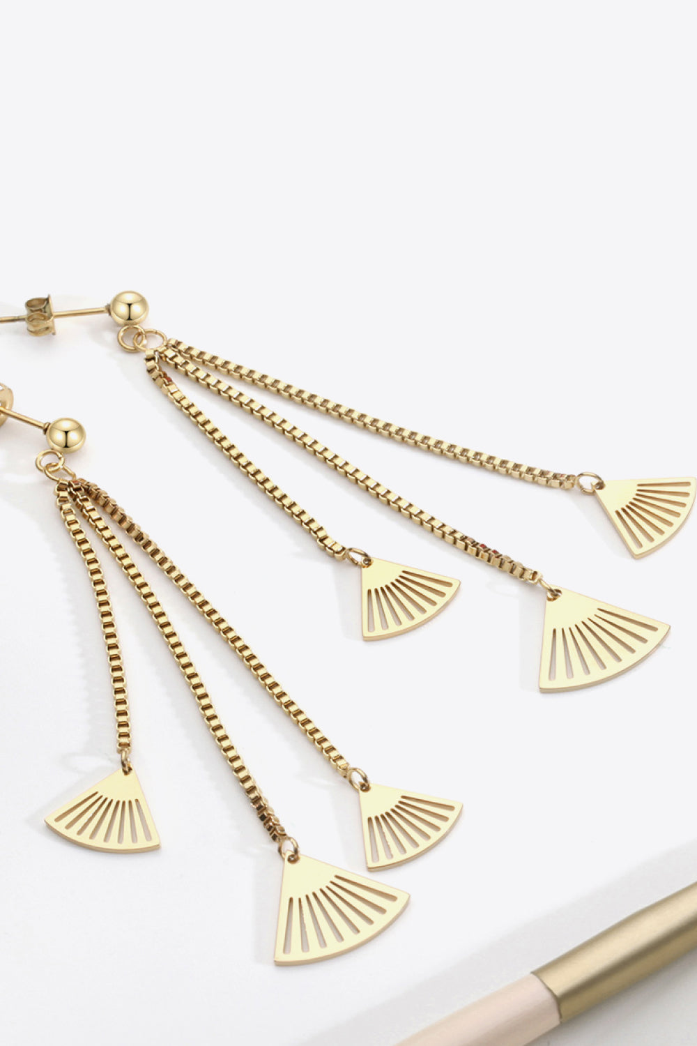 18k Gold-Plated Stainless Steel Fan Fringe Earrings