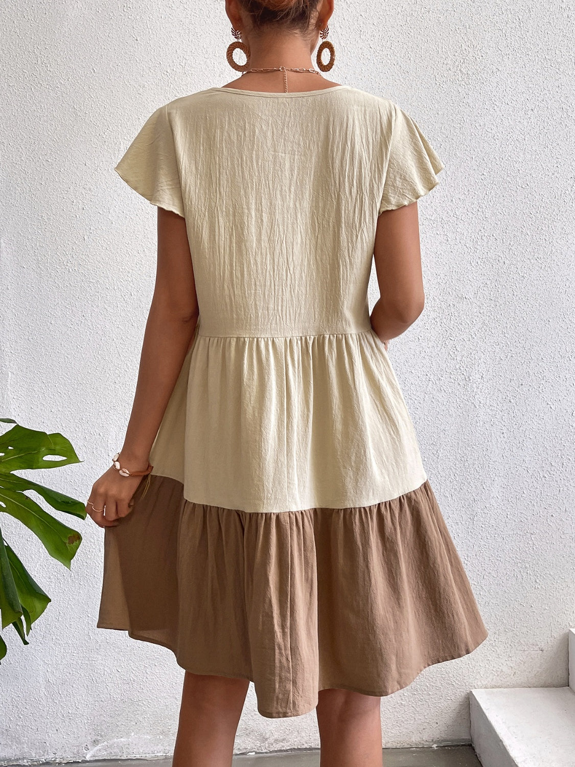 Color Block Cap Sleeve Dress
