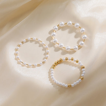 Gold-Plated Synthetic Pearl Bracelets
