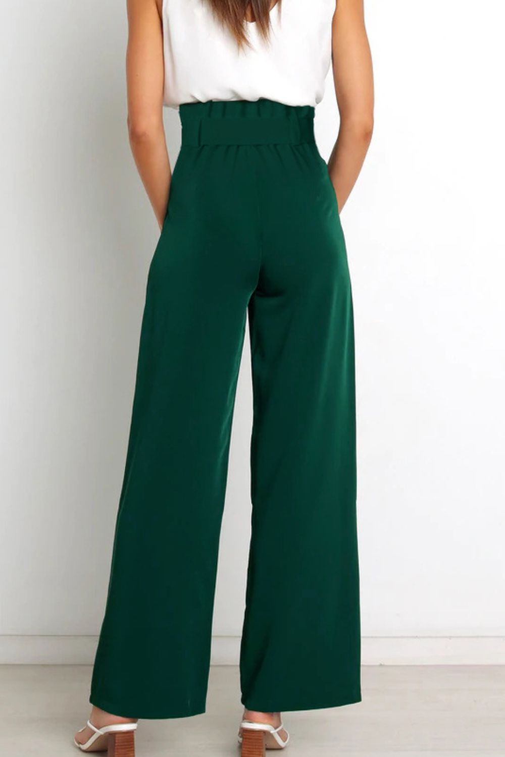 Paperbag-Waist Wide Leg Pants