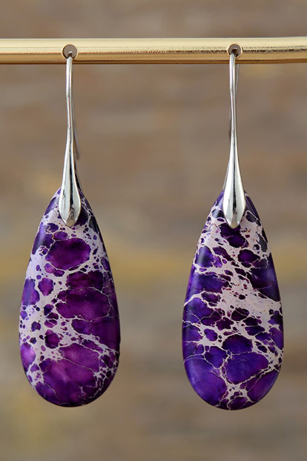 Handmade Teardrop Stone Dangle Earrings