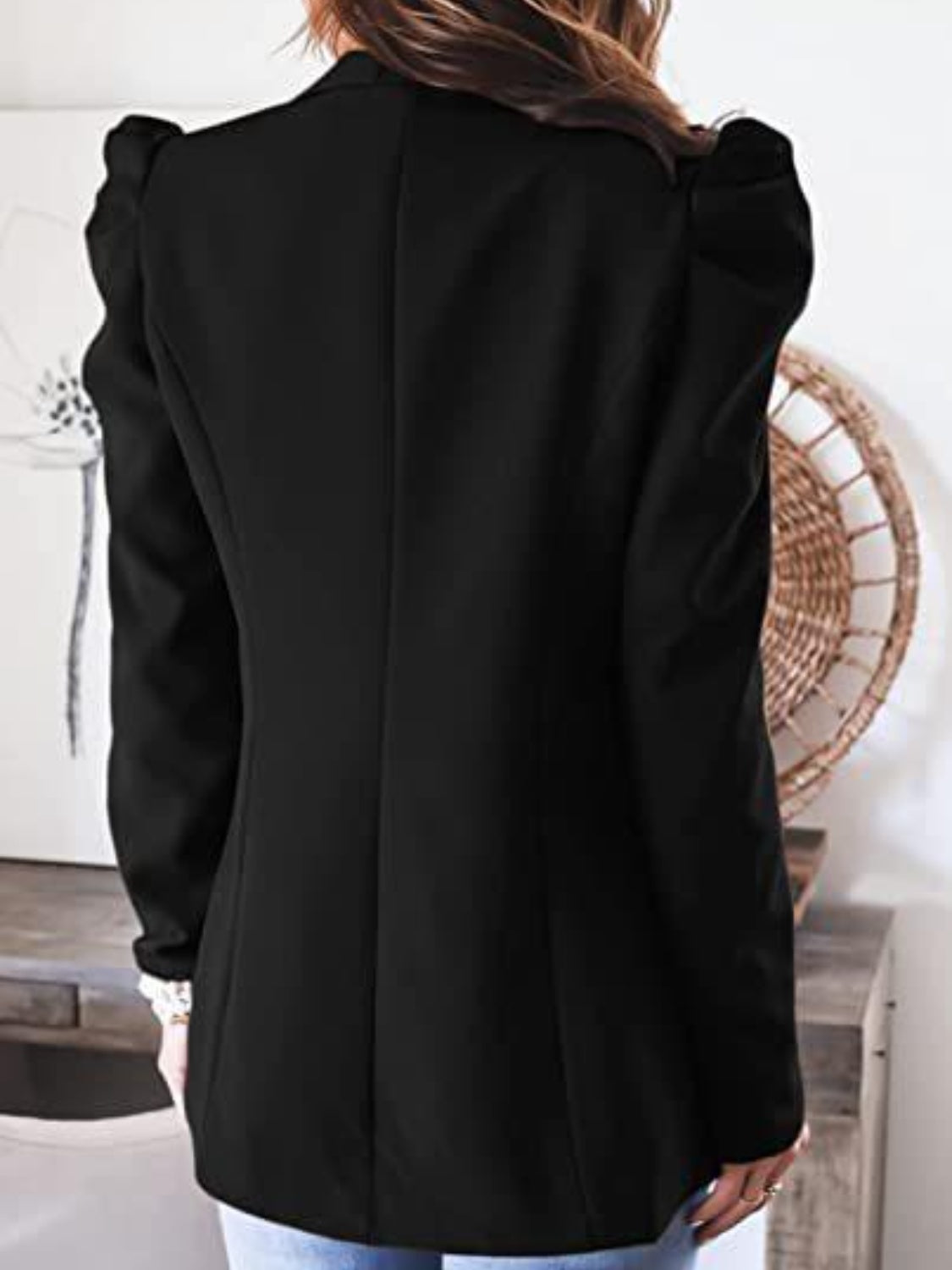 Puff-Sleeved Cotton-Blend Blazer