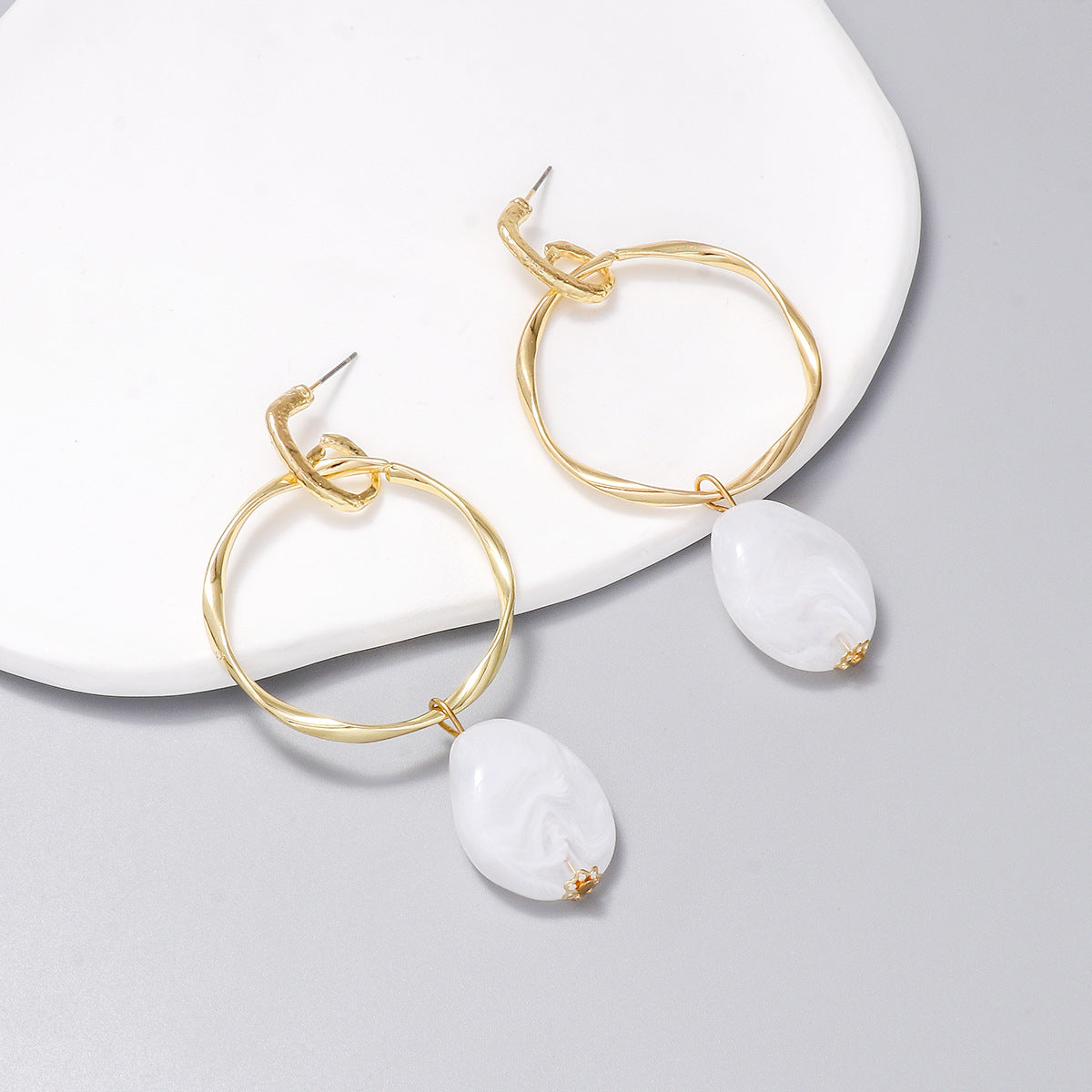 Acrylic Pearl Hoop Dangle Earrings