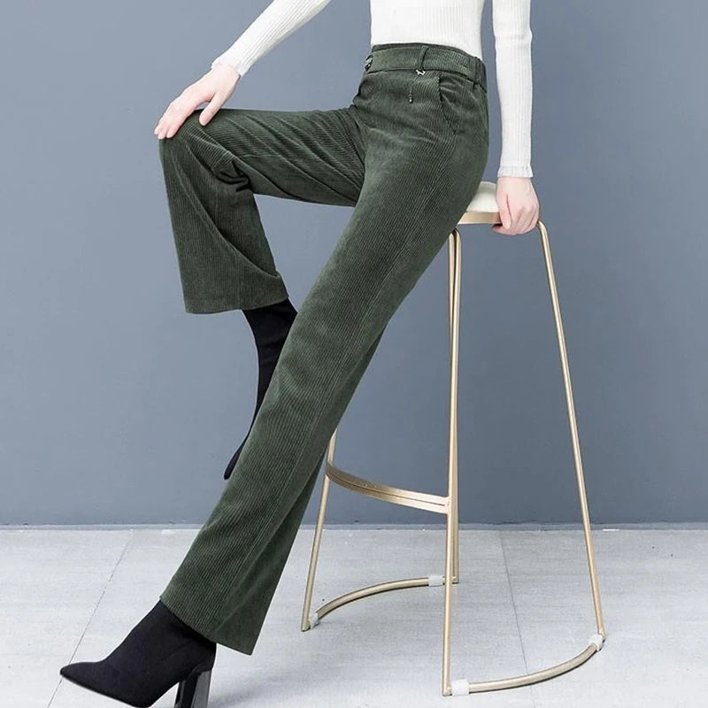 Corduroy Wide-Leg Ankle Pants