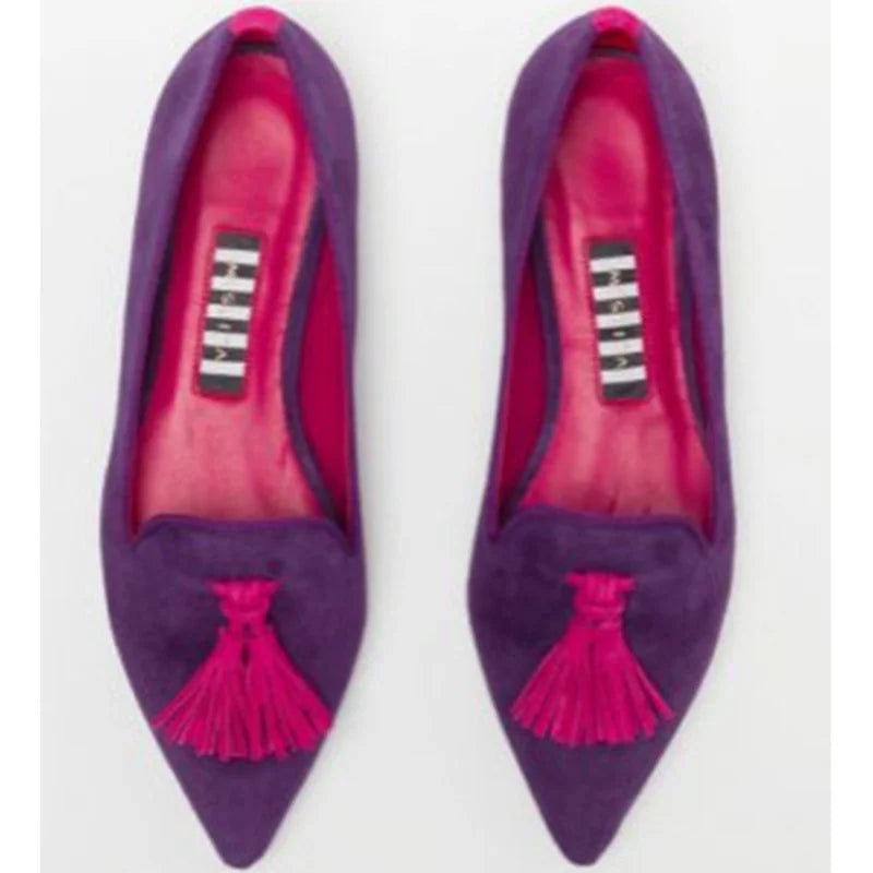 Faux-Leather Contrast Tassel Loafers