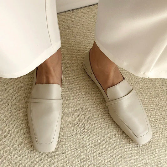 Square Toe Leather Loafers