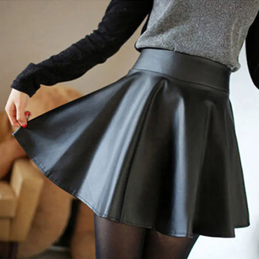 Faux-Leather Vintage Mini Skirt