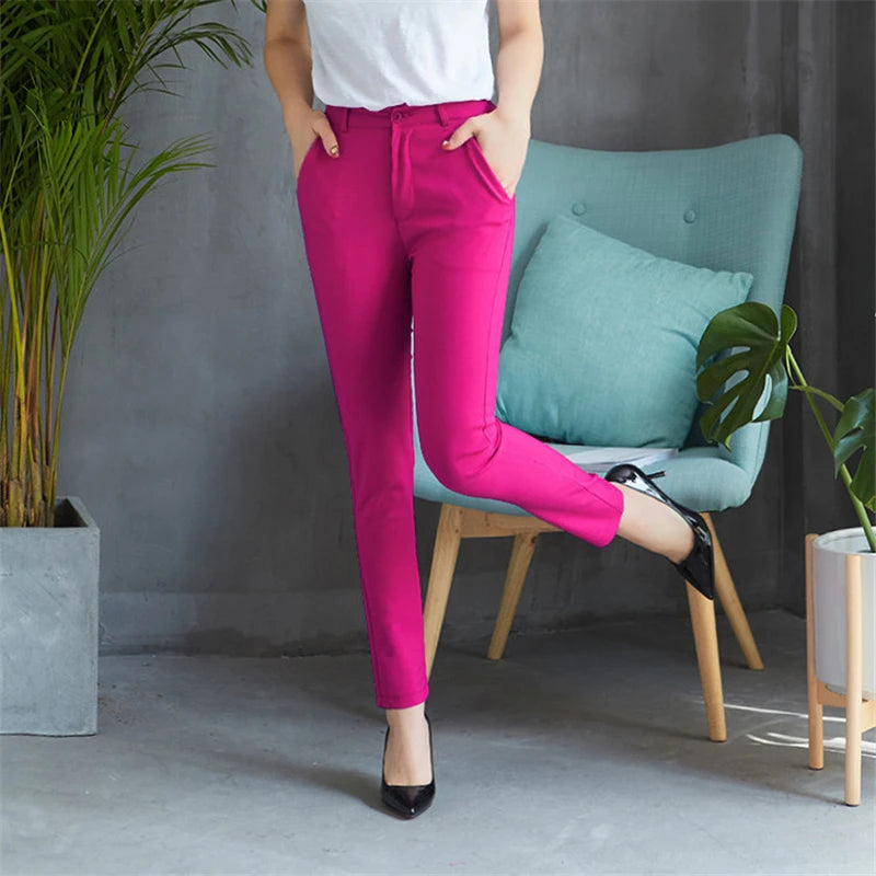 Cotton-Blend Pencil Trousers