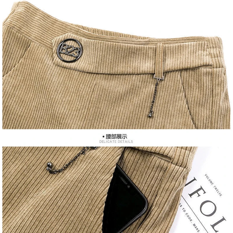 Corduroy Wide-Leg Ankle Pants
