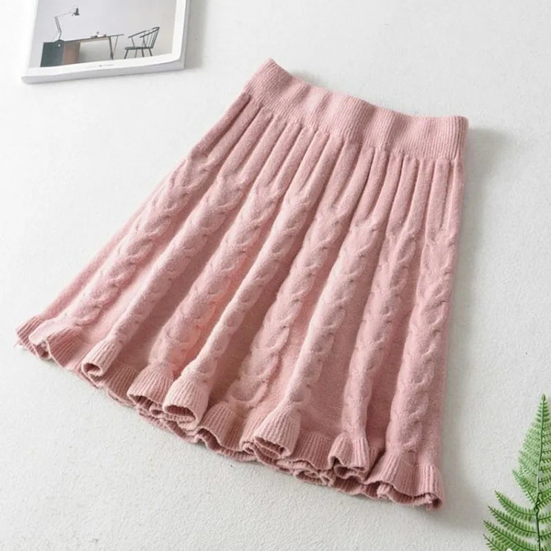 Knit Ruffle Mini Skirt