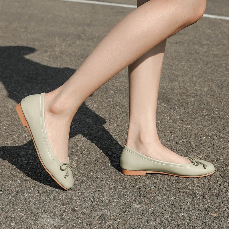 Faux-Leather Square-Toed Ballet Flats