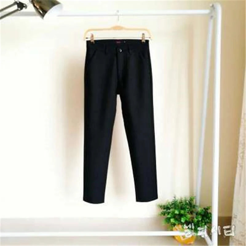 Cotton-Blend Pencil Trousers