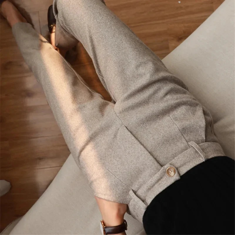 Wool-Blend Pencil Pants