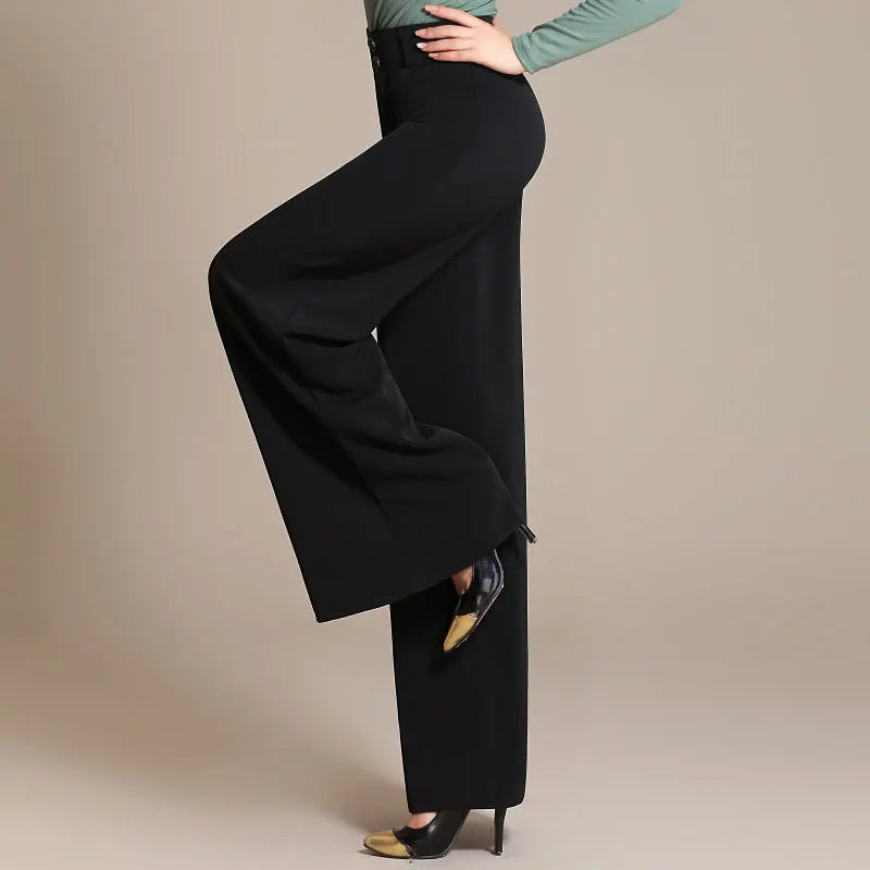 Wide-Leg Spring Twill Trousers