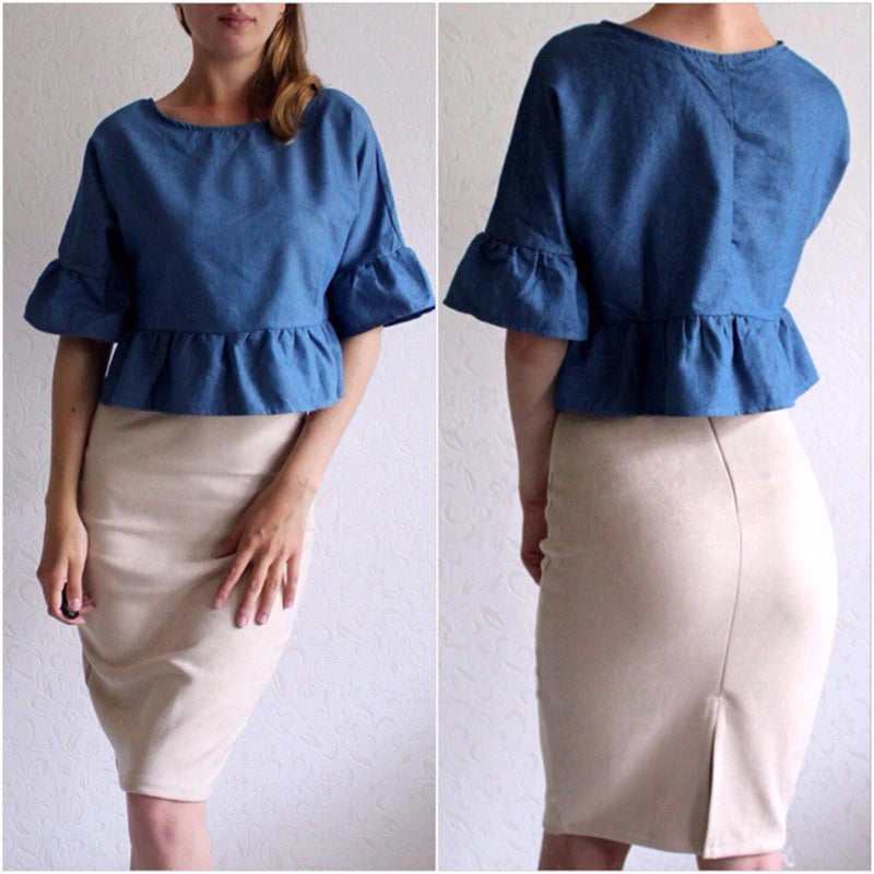 Suede Cotton-Blend Stretch Pencil Skirt