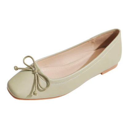 Faux-Leather Square-Toed Ballet Flats