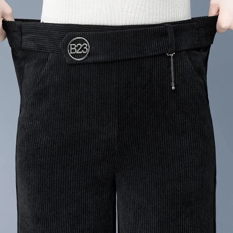 Corduroy Wide-Leg Ankle Pants