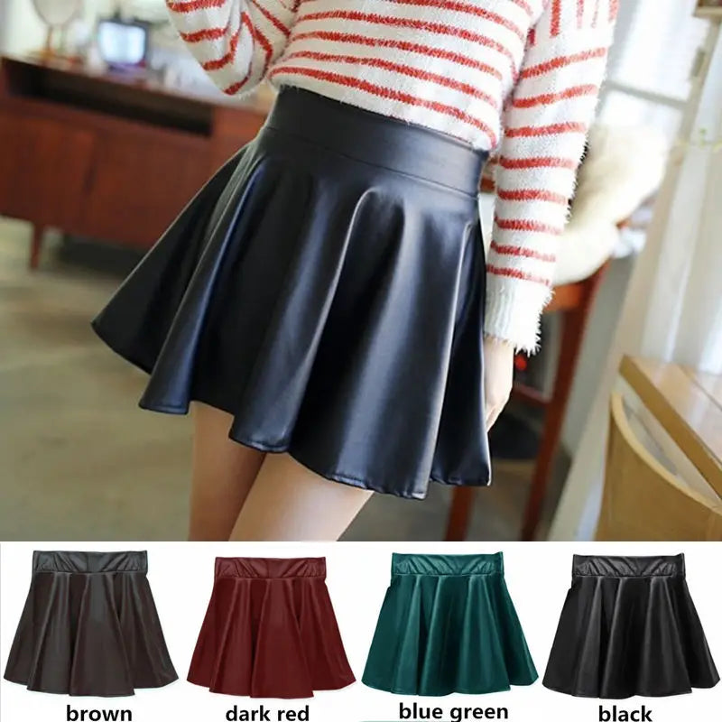 Faux-Leather Vintage Mini Skirt