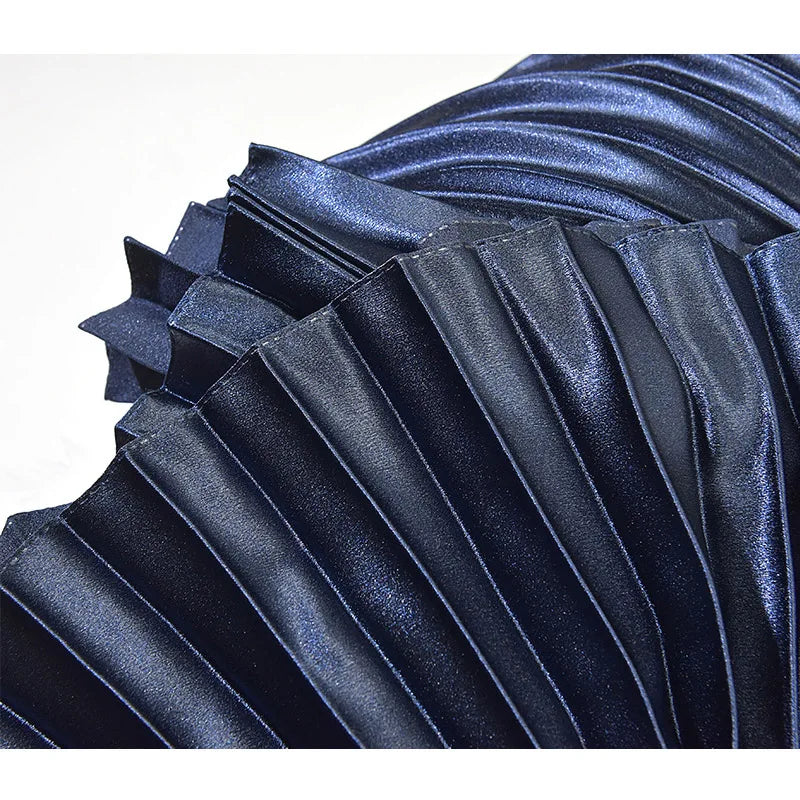 Metallic Pleated Midi Skirt