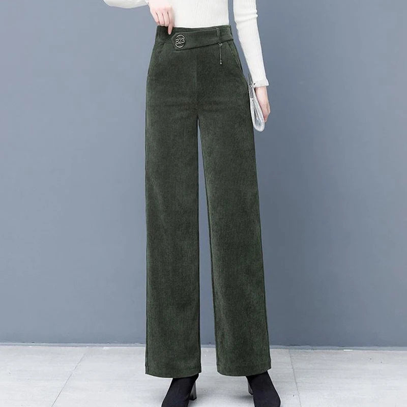 Corduroy Wide-Leg Ankle Pants