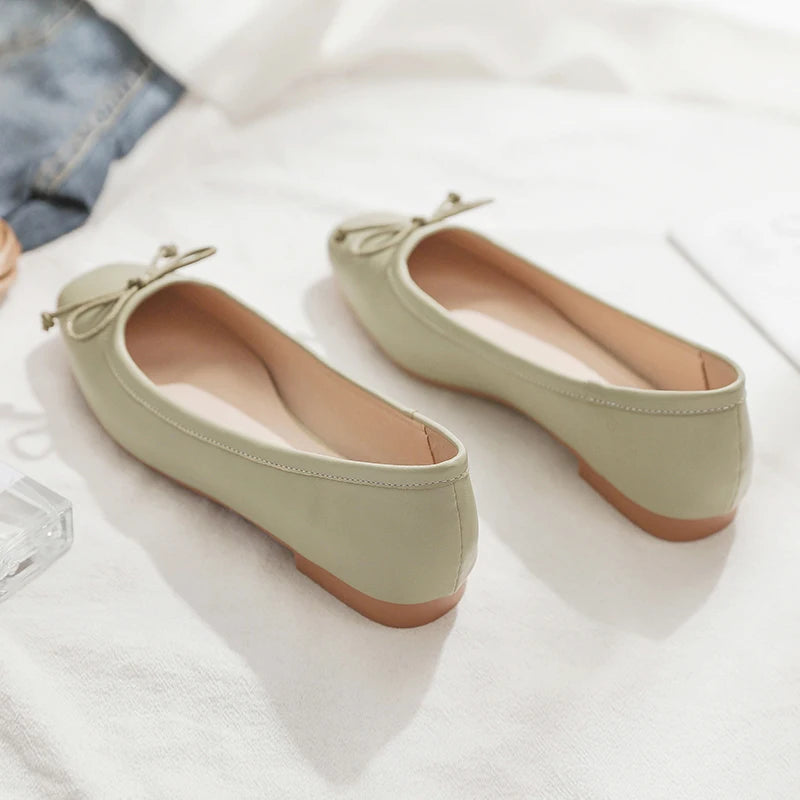 Faux-Leather Square-Toed Ballet Flats