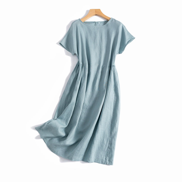 Linen Short-Sleeved Dress