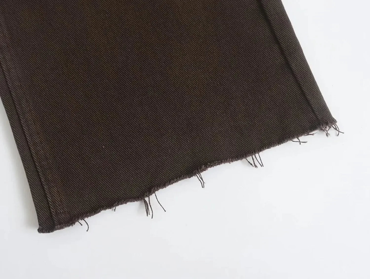 Straight-Leg Frayed Hem Pants