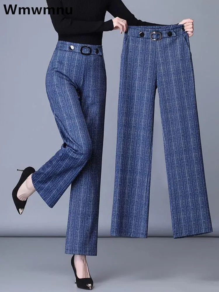 Wool Plaid Wide-Leg Trouser