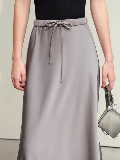 Amii Belted A-Line Midi Skirt