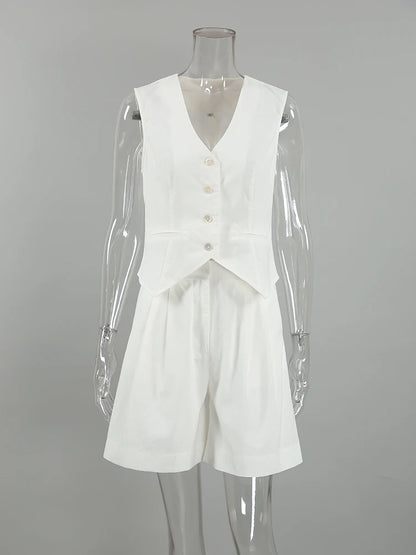 Cotton Linen Vest and Short Suit