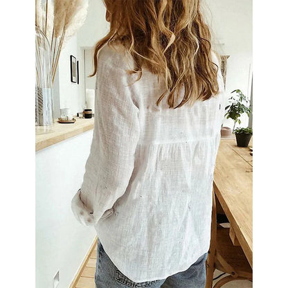 Linen Button-Down Long-Sleeved Shirt