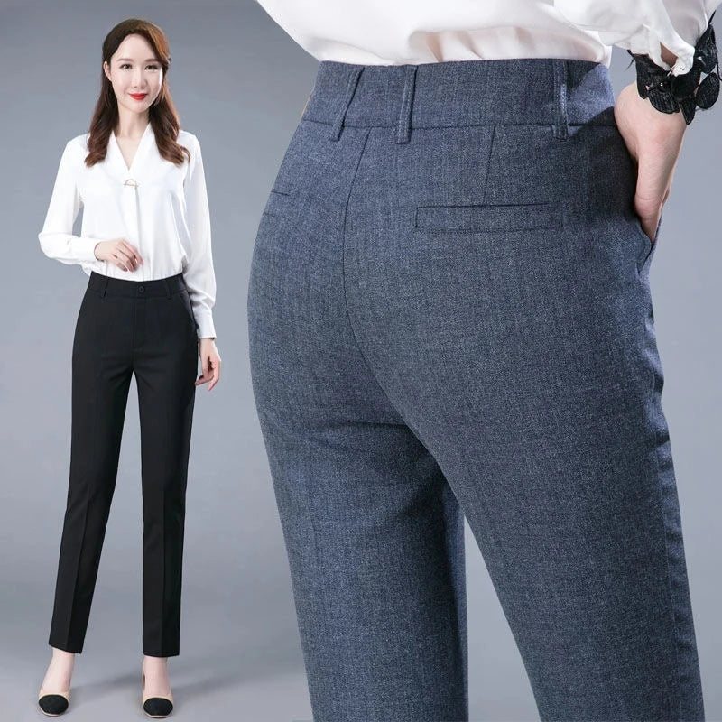 Cotton-Blend Ankle-Cut Pencil Trousers